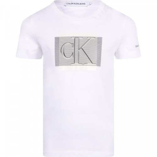 בייסיק לבנה לוגו כסוף בנים CALVIN KLEIN - מידות 4-16