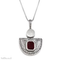 תליון מכסף משובץ אבני גרנט T6126 | תכשיטי כסף