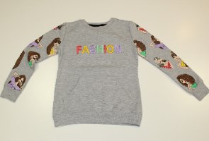 טוניקה בנות הדפס שרוול אפור