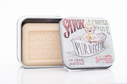 סבון בקופסת פח מאוירת/ תינוק באמבטיה