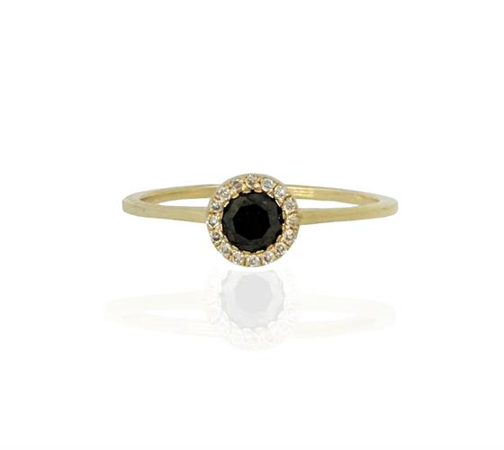 טבעת יהלומים שחור לבן 0.47 קראט בזהב 14 קראט