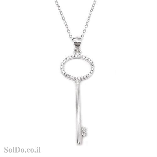 תליון מכסף "מפתח" משובץ אבני זרקון T6004