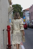 עליונית קימונו הדפס פרחוני צהוב