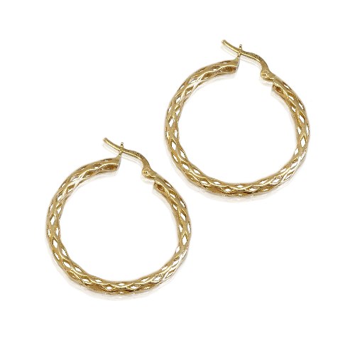 עגילי חישוק זהב בינוניים 3 סמ מחוררים