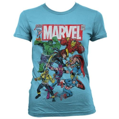 Marvel Team Up גזרת נשים - תכלת