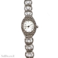 שעון מכסף מעוצב משובץ מרקזטים SH3258 | תכשיטי כסף