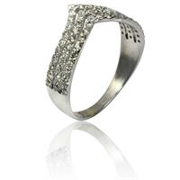 טבעת זהב 14 קרט מעוצבת שלוש שורות משובצת יהלומים 0.60 קראט