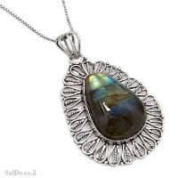 תליון מכסף משובץ אבן לברדוריט  T6153 | תכשיטי כסף