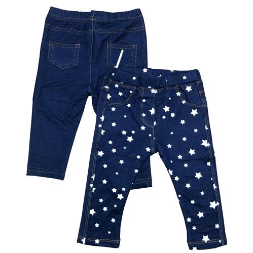 זוג טייצים דמוי ג'ינס כוכבים נייבי חלק וכוכבים