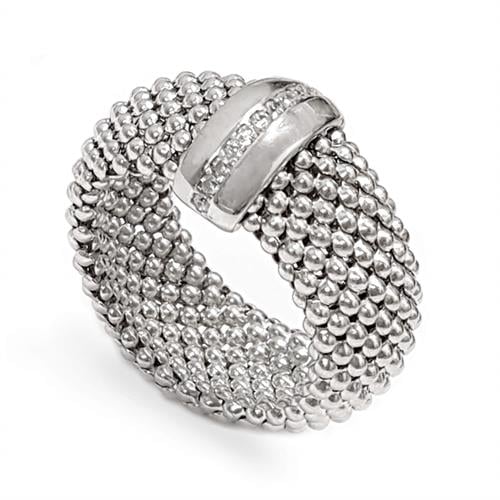 טבעת כסף רחבה גמישה משובצת אבני זרקון  RG5970