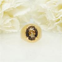 טבעת זהב עם אבן חן סמוק טופז טבעית