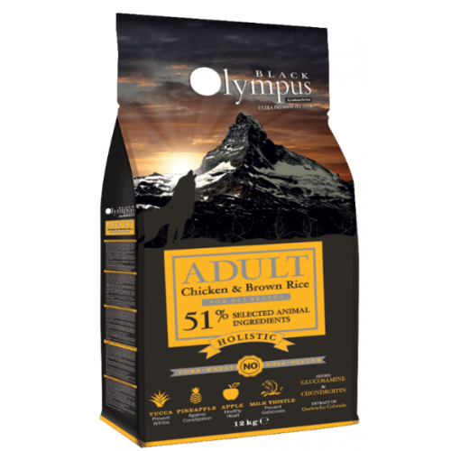 מזון לכלב בלאק אולימפוס - 48% בשר עוף - עם אורז חום לכלבים בוגרים מגזע גדול 12 קילו