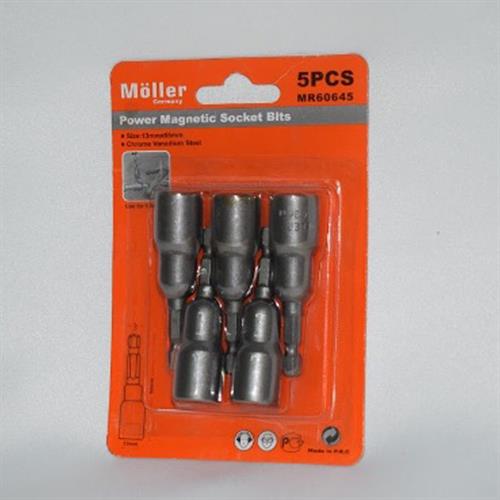 סט 5 בוקסה ביט מגנטי 13*65 מ"מ, 13 מ"מ