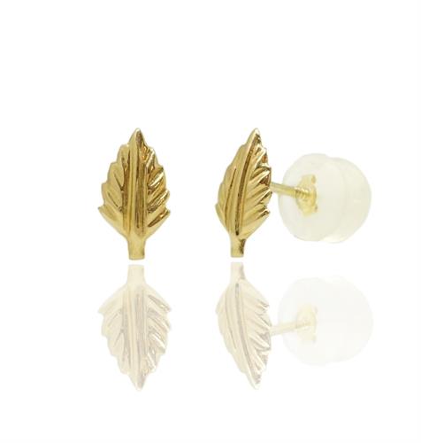 עגילי ילדות בסגנון עלה מזהב 14K