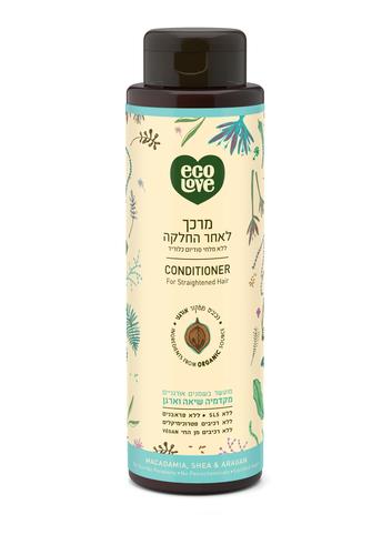 Ecolove  מרכך לאחר החלקה ללא מלחים מועשר בשמני מקדמיה שיאה וארגן 500 מל