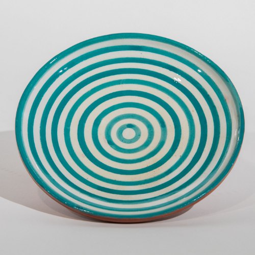 צלחת שטוחה טורקיז לבן פסים XS