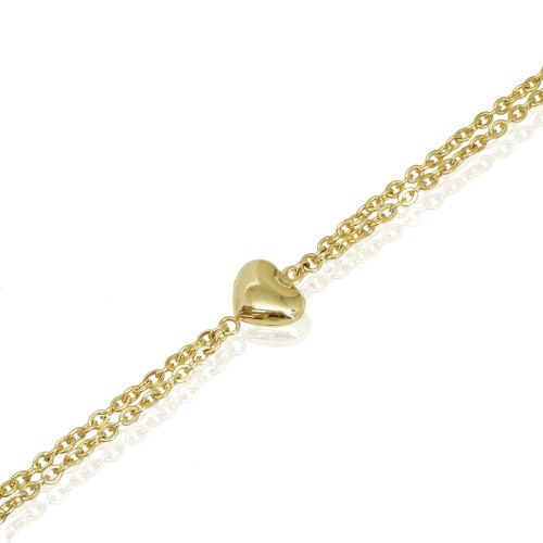 צמיד זהב כפול עם תליון לב 14 קראט 