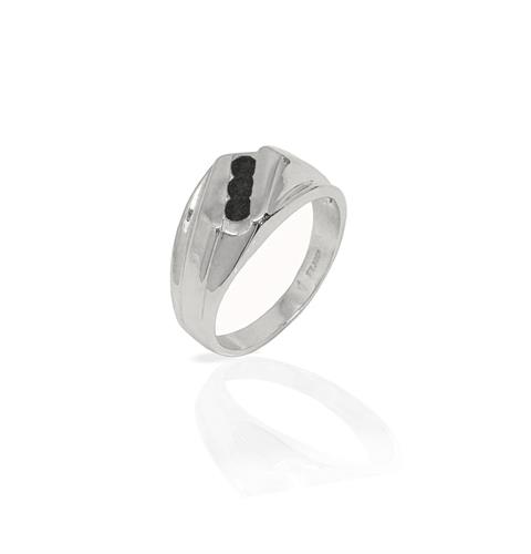 טבעת לגבר זהב | טבעת לגבר זהב לבן עם יהלומים שחורים