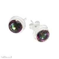 עגילים מכסף צמודים משובצים מיסטיק טופז  A8995 | תכשיטי כסף | עגילי כסף