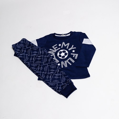פיג'מת בנים אינטרלוק כדורגל כחולה