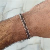 צמיד לגבר חוליות זהב לבן עם זרקונים שחורים