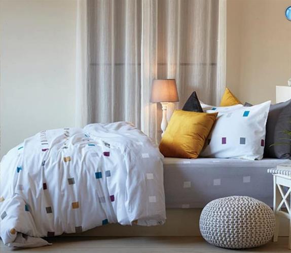 סט מלא זוגי דגם קוביות 100% כותנה