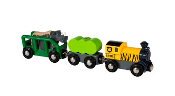 רכבת ספארי + קרונות ודמות פרה 33964