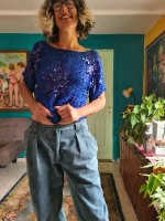 ג'ינס טורקיזי מדליק L/XL