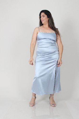 שמלת לייני תכלת סאטן