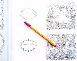 ספר צביעה כרטיסי ברכה ומעטפות - חדי קרן וקשת בענן