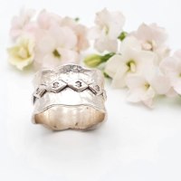 טבעת כסף טהור גלים בדוגמת מעויינים R-45