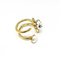 טבעת ברומי זהב - לבן שקוף