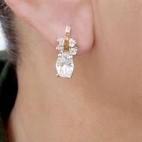 עגילי כסף מצופים זהב 9K משובצים אבני זרקון A8567 | תכשיטי כסף 925