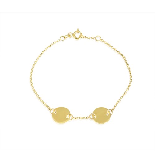 צמיד זהב לחריטה עם שתי פלטות