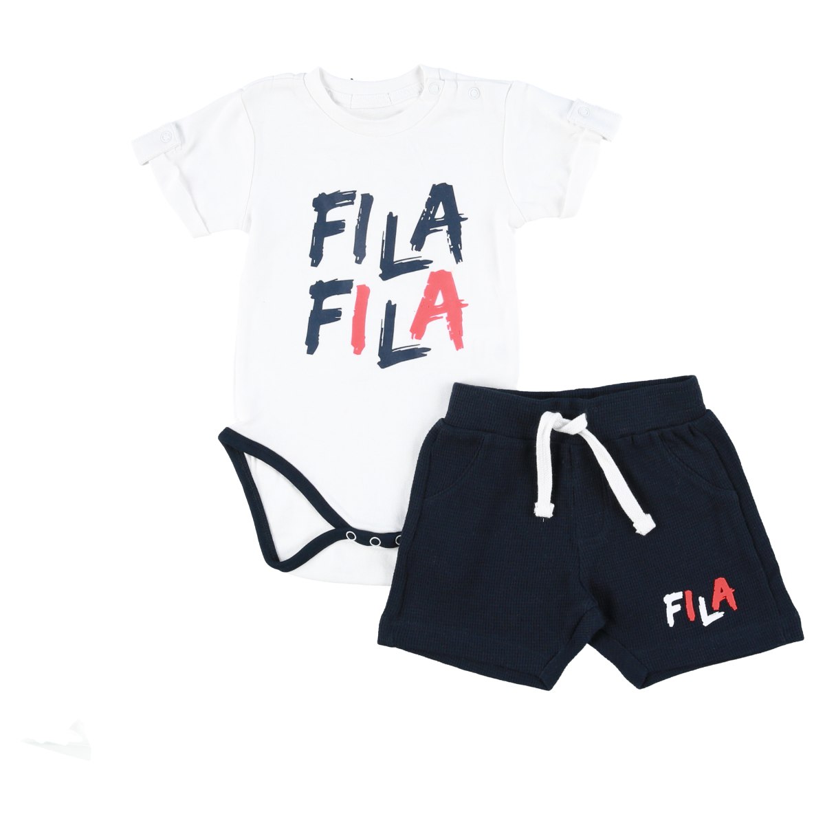 חליפת בייבי כחול/לבן לוגו גרפיטי FILA בנים - 6-18 חודשים