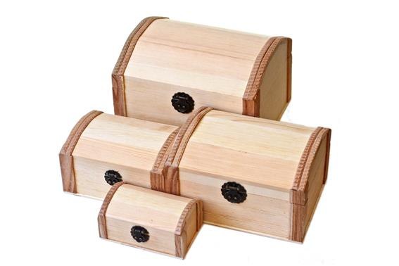 תיבת אוצר בינונית  - פסי עץ (3/4)