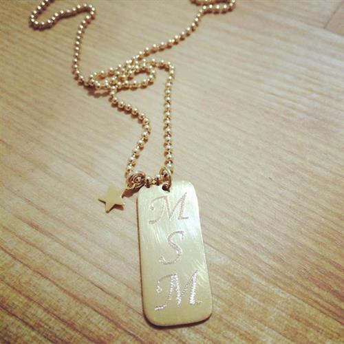 שרשרת יוניסקס בצורת מלבן עם חריטה אישית מכסף, זהב, ציפוי זהב או גולדפילד