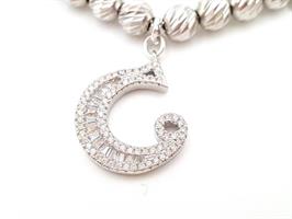 B-03 צמיד כסף עם תליונים (צ'ארמים) תלויים - אות לבחירתך