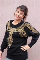 סוודר שחור גרנדיוזי שנדלירי זהב מידה L/XL