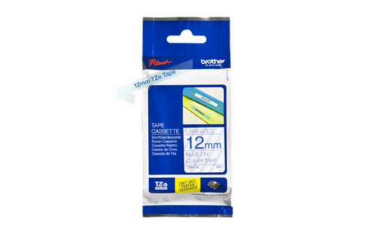 סרט סימון כחול על רקע שקוף Brother TZe133 Labelling Tape Cassette 12mmx8m
