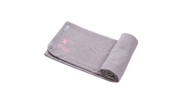 שמיכת ג'רסי קלה דו צדדית עם שם התינוק- אפרסק-אפור וופל דו צדדי