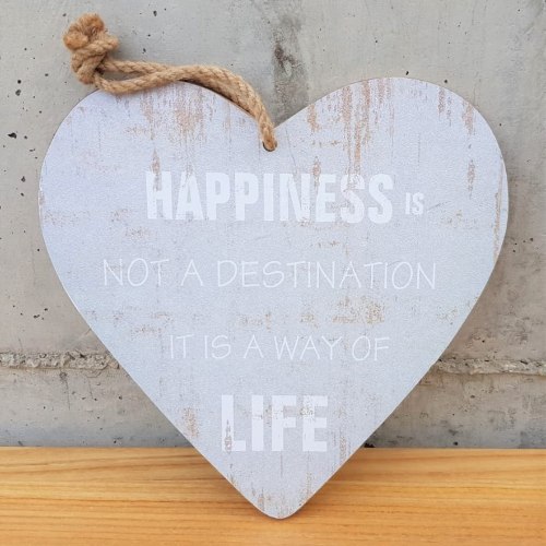 לב עץ אפור לתלייה גדול