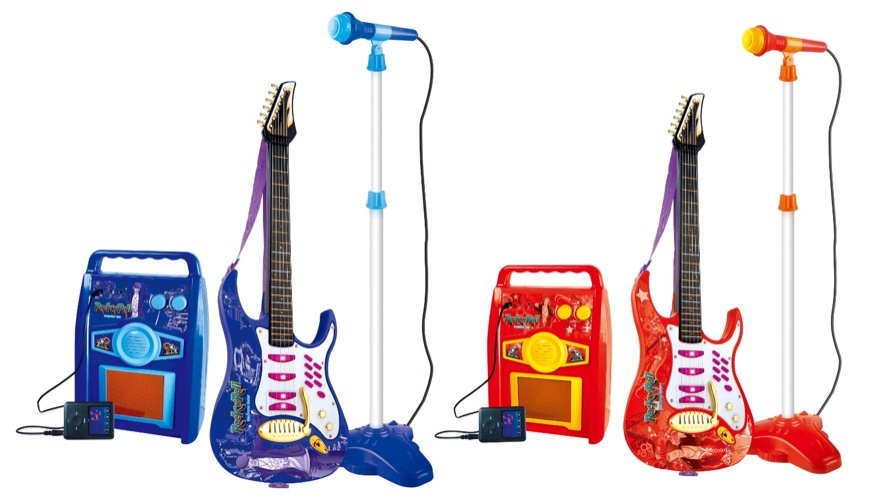 גיטרה חשמלית עם מגבר ומיקרופון