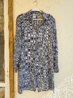 חולצת שיפון ארוכה שחור לבן M/L