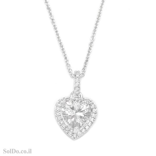תליון לב מכסף משובץ  אבני זרקון T6218 | תכשיטי כסף