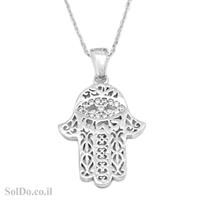 תליון חמסה מכסף משובץ אבני זרקון T6101