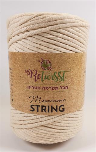 חוט מקרמה סינגל סטרינג 3 מ"מ 160 מ' - טיבעי