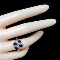 טבעת כסף משובצת אבני ספיר כחולות וזרקונים RG5638 | תכשיטי כסף 925 | טבעות כסף