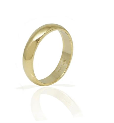 טבעת זהב נישואין לגבר מעוגלת חלקה