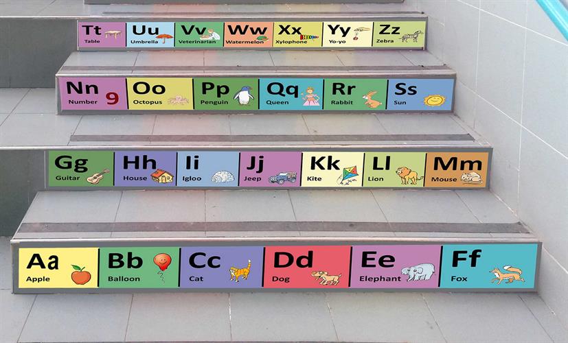 מדבקות ABC למדרגות